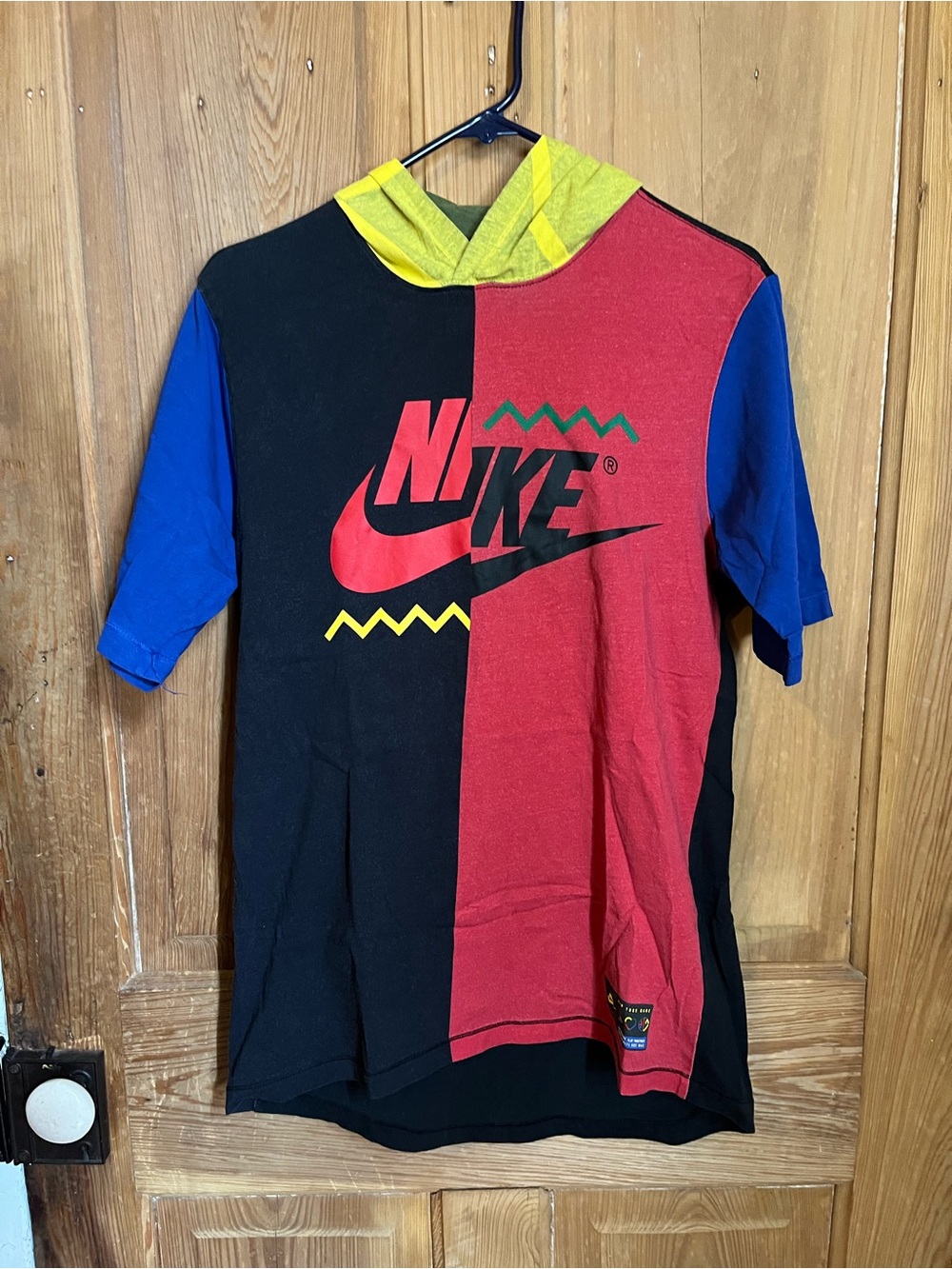 Nike Colorblock Short Sleeve Hoodie Tee - Black/Red/Blue/Yellow